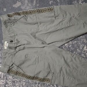 Bob Timberlake Grayish Green Cargo Pants with Green Patterned Stripes